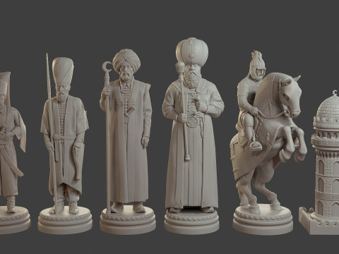 Medieval Ottoman Chess Set MOCHS 1 3D Принт Модель