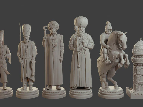 Medieval Ottoman Chess Set MOCHS 1 3D Print Model