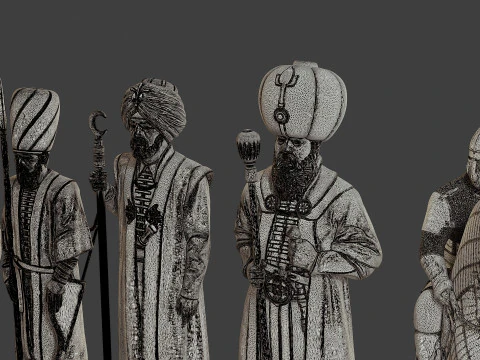 Medieval Ottoman Chess Set MOCHS 1 3D Print Model