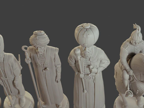 Medieval Ottoman Chess Set MOCHS 1 3D Print Model
