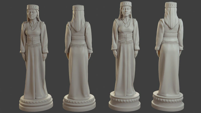 СредневековыйОсманская ШахматыКоролева 3D Принт Модель .c4d .max .obj .3ds .fbx .stl .blend
