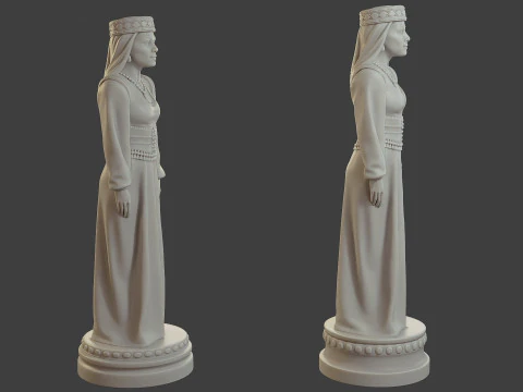 СредневековыйОсманская ШахматыКоролева 3D Принт Модель