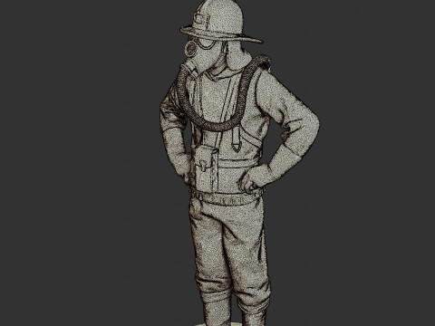 Czechoslovakian firefighter 90s 001 Modello di stampa 3D