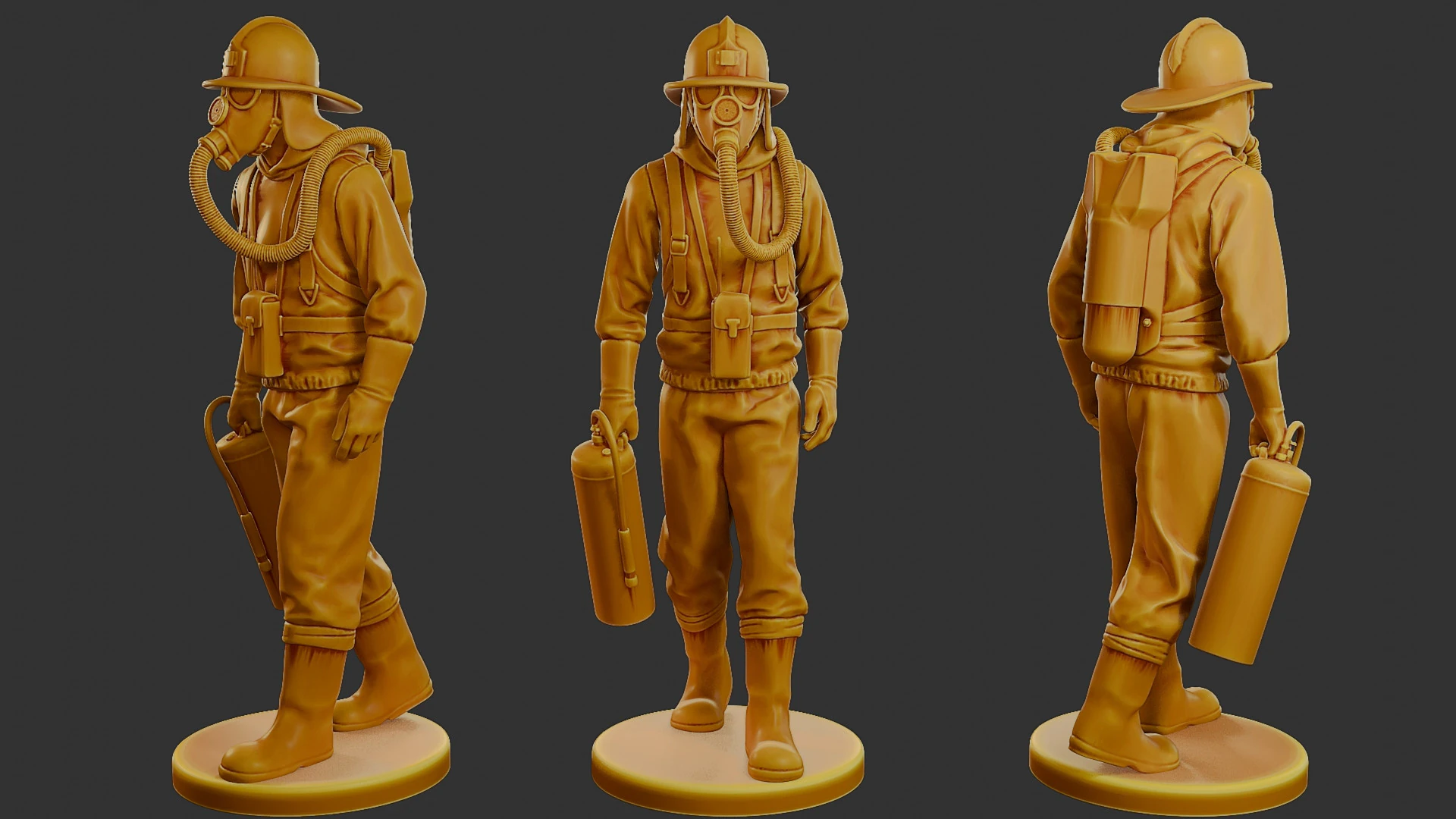 Czechoslovakian firefighter 90s 002 3D Print Model .c4d .max .obj .3ds .fbx .stl .blend 