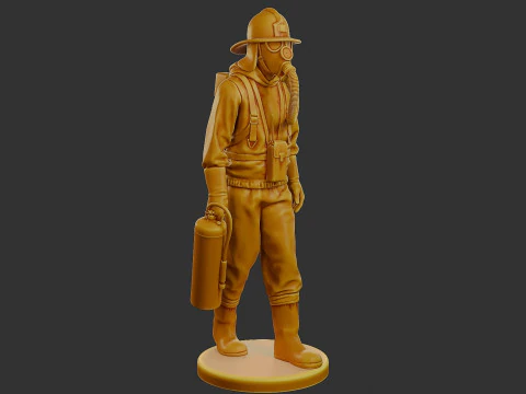 Czechoslovakian firefighter 90s 002 3D Print Model