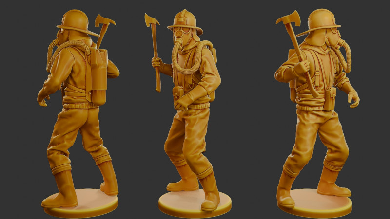Czechoslovakian firefighter 90s 005 Modelo de Impressão 3D .c4d .max .obj .3ds .fbx .stl .blend 