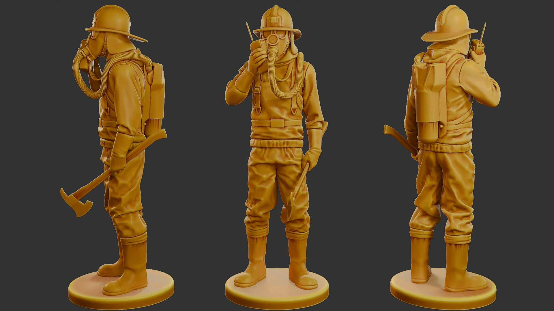 Czechoslovakian firefighter 90s 008 3D Print Model .c4d .max .obj .3ds .fbx .stl .blend 