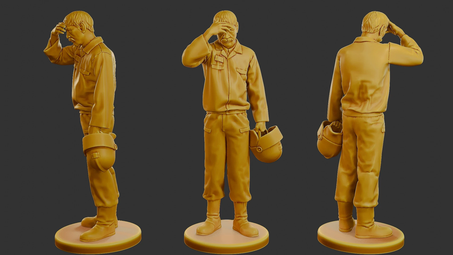 Czechoslovakian firefighter 90s 010 3D Print Model .c4d .max .obj .3ds .fbx .stl .blend 