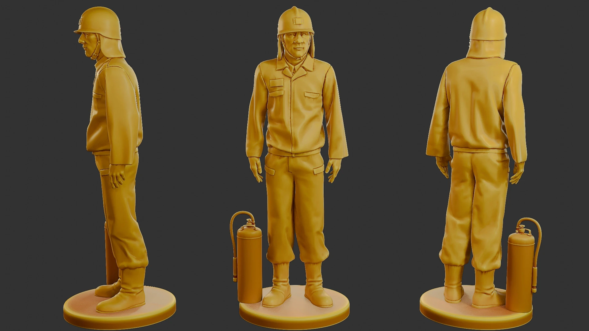 Czechoslovakian firefighter 90s 012 3D Print Model .c4d .max .obj .3ds .fbx .stl .blend 