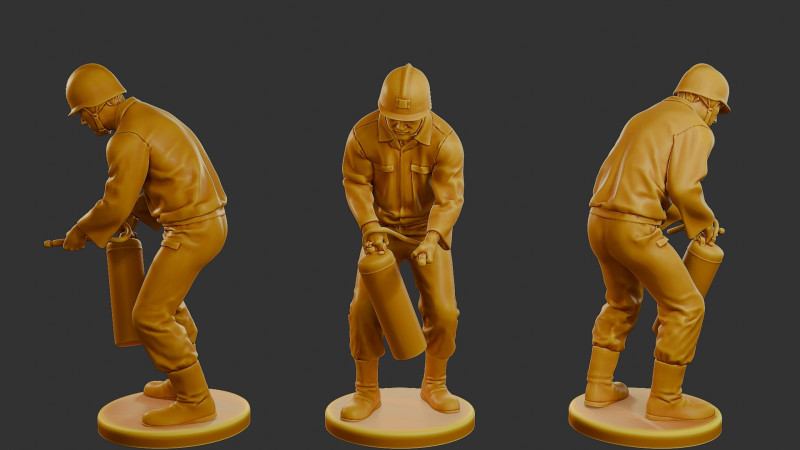Czechoslovakian firefighter 90s 015 3D 打印模型 .c4d .max .obj .3ds .fbx .stl .blend