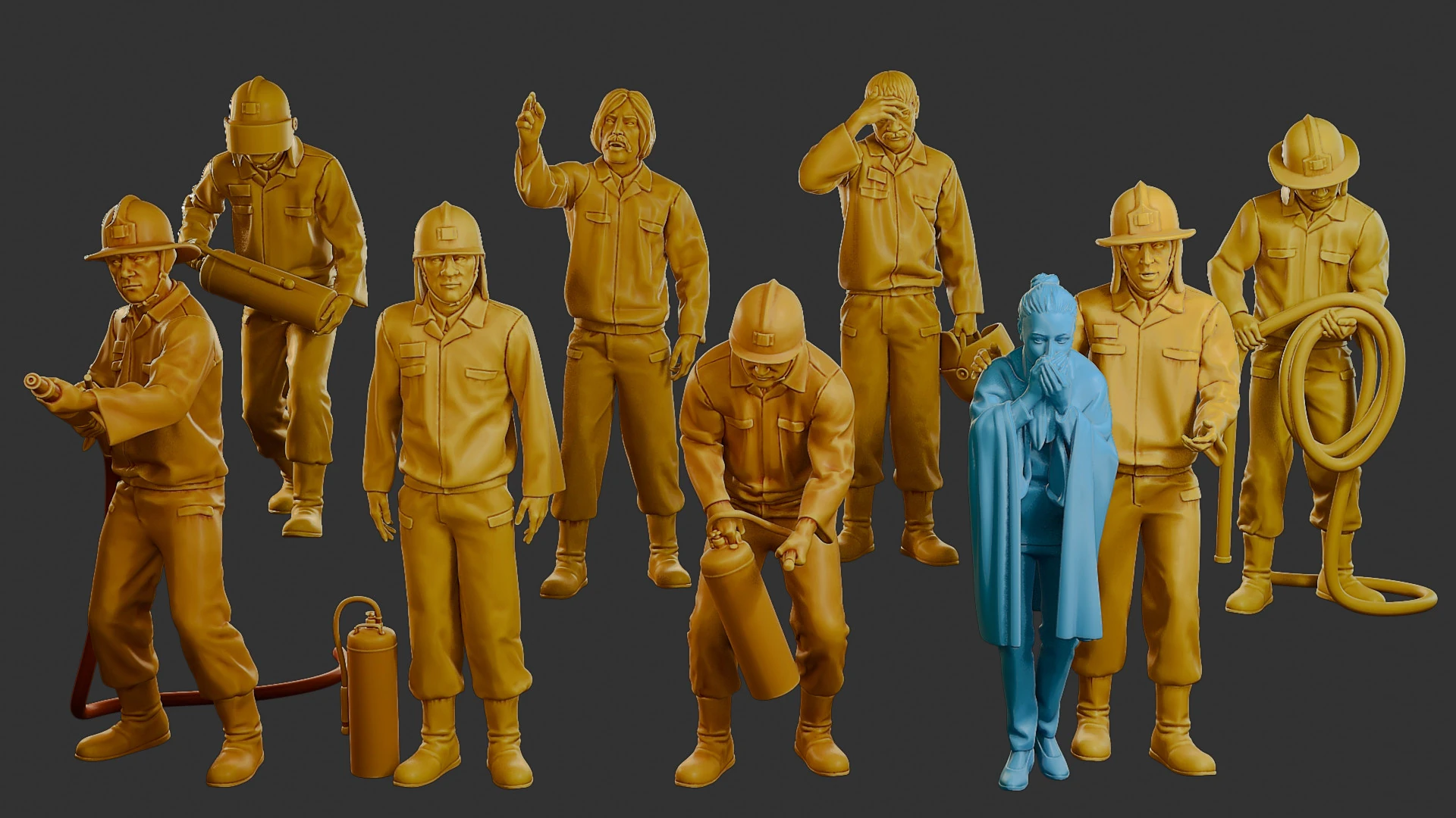 Czechoslovakian firefighter 90s Pack 2 3D Print Model .c4d .max .obj .3ds .fbx .stl .blend 