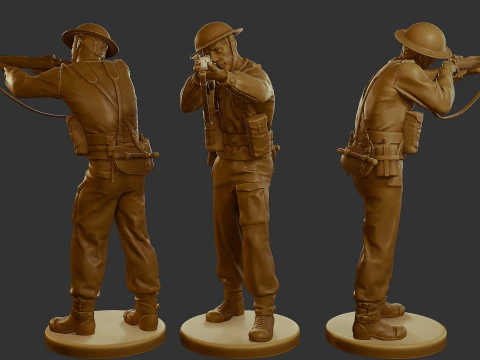 Soldato britannico WW2 B1 001 Modello di stampa 3D