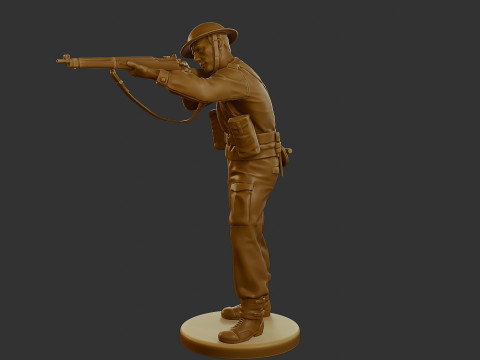 British Soldier WW2 B1 001 Modèles 3D en vedette
