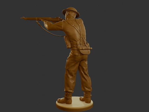 British Soldier WW2 B1 001 Modèles 3D en vedette