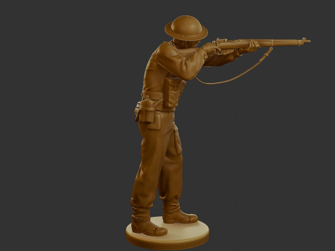 British Soldier WW2 B1 001 Modèles 3D en vedette