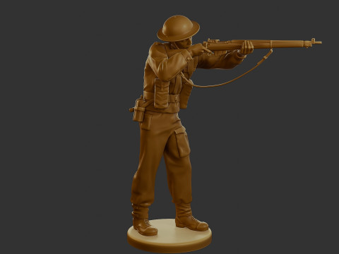 British Soldier WW2 B1 001 Modèles 3D en vedette