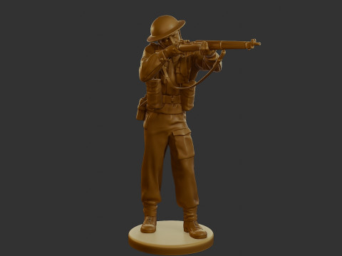 British Soldier WW2 B1 001 Modèles 3D en vedette