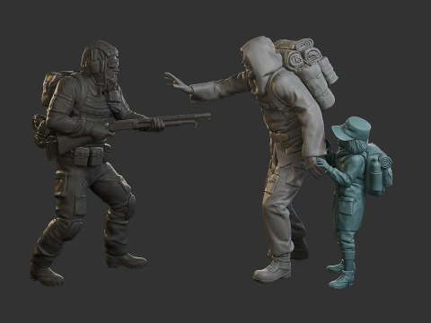 Post-Apocalyptic Male PAM2 Scene 3D Print Model