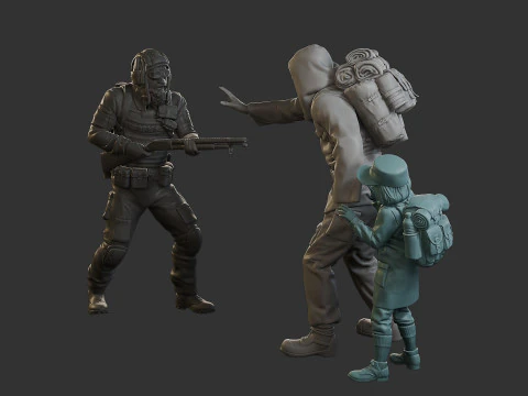 Post-Apocalyptic Male PAM2 Scene 3D Print Model
