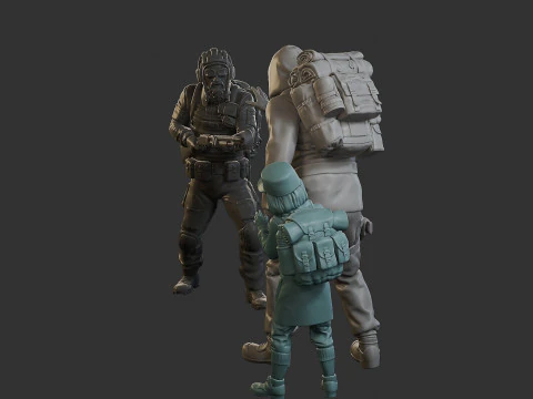 Post-Apocalyptic Male PAM2 Scene 3D Print Model