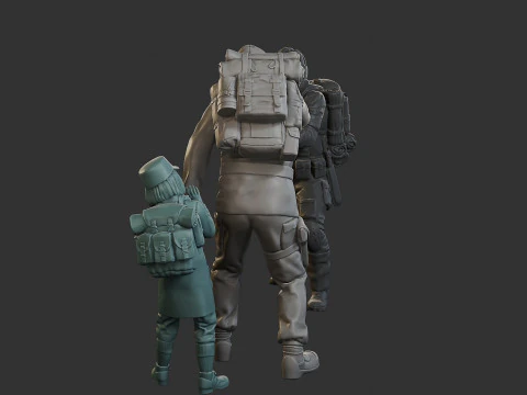 Post-Apocalyptic Male PAM2 Scene 3D Print Model
