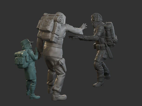Post-Apocalyptic Male PAM2 Scene 3D Print Model