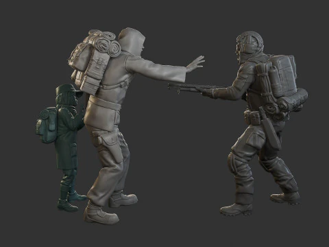 Post-Apocalyptic Male PAM2 Scene 3D Print Model