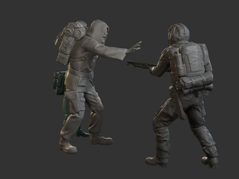 Post-Apocalyptic Male PAM2 Scene 3D Print Model