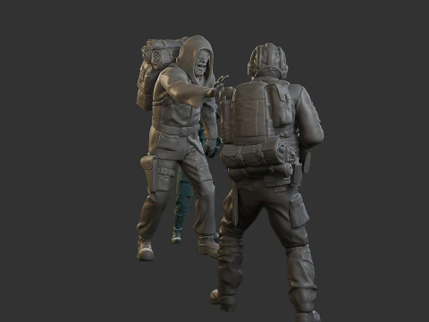 Post-Apocalyptic Male PAM2 Scene 3D Print Model