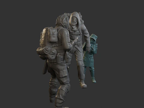 Post-Apocalyptic Male PAM2 Scene 3D Print Model