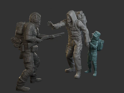 Post-Apocalyptic Male PAM2 Scene 3D Print Model