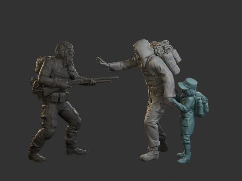 Post-Apocalyptic Male PAM2 Scene 3D Print Model