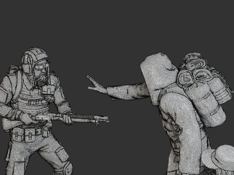 Post-Apocalyptic Male PAM2 Scene 3D Print Model