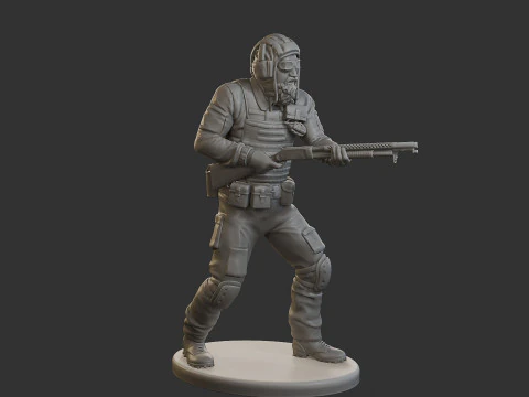 Post-Apocalyptic Male PAM2 005B 3D Print Model