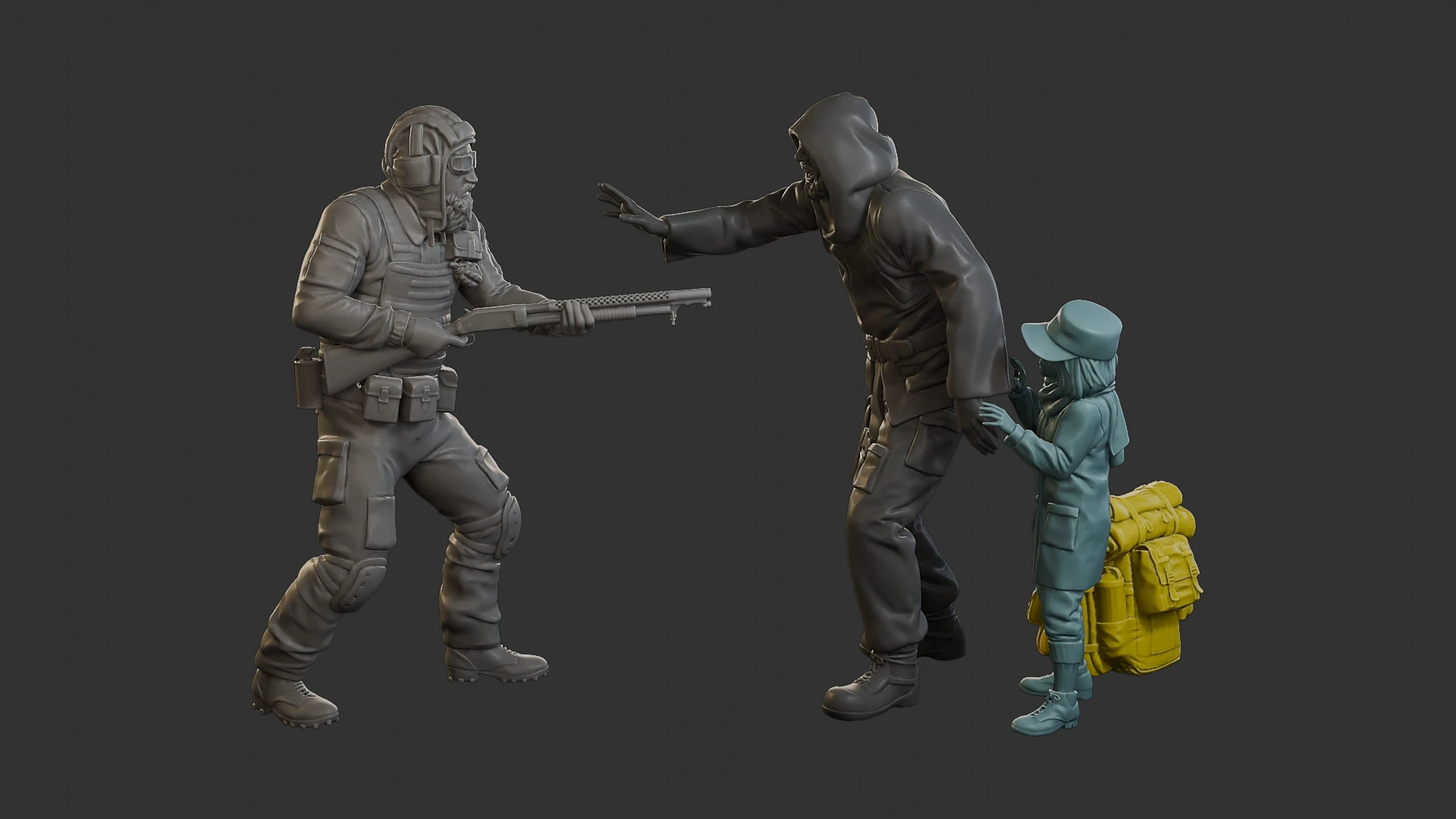 Post-Apocalyptic Male PAM2 SceneB 3D Print Model .c4d .max .obj .3ds .fbx .stl .blend 