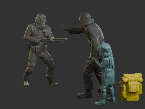 Post-Apocalyptic Male PAM2 SceneB 3D Print Model