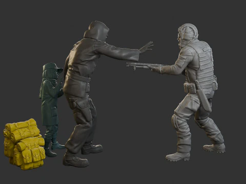 Post-Apocalyptic Male PAM2 SceneB 3D Print Model
