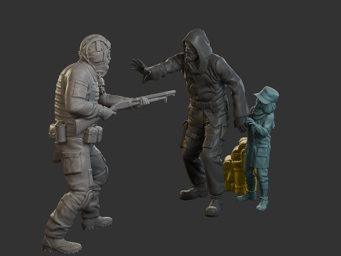 Post-Apocalyptic Male PAM2 SceneB 3D Print Model