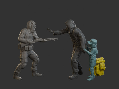 Post-Apocalyptic Male PAM2 SceneB 3D Print Model