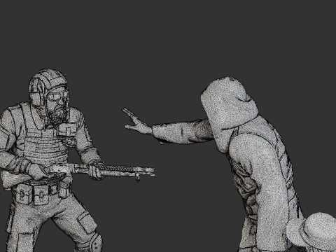 Post-Apocalyptic Male PAM2 SceneB 3D Print Model