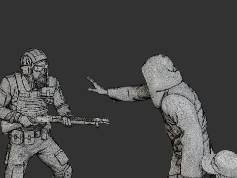 Post-Apocalyptic Male PAM2 SceneB 3D Print Model
