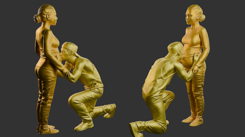 Donna incinta Ragazzo Bacio 3D Print Model .c4d .max .obj .3ds .fbx .stl .blend