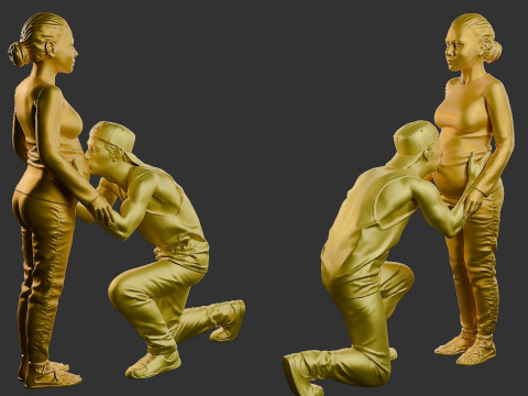 Donna incinta Ragazzo Bacio 3D Print Model