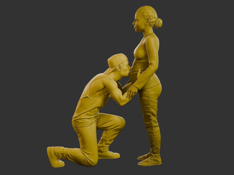Donna incinta Ragazzo Bacio 3D Print Model