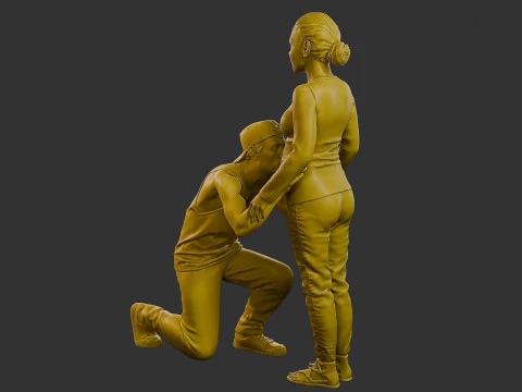 Donna incinta Ragazzo Bacio 3D Print Model