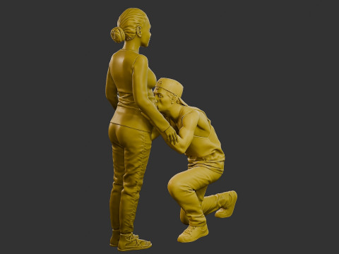 Donna incinta Ragazzo Bacio 3D Print Model