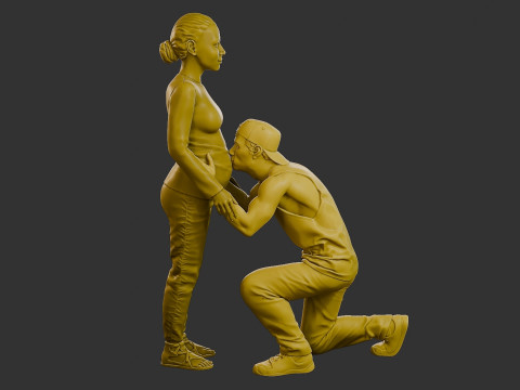 Donna incinta Ragazzo Bacio 3D Print Model