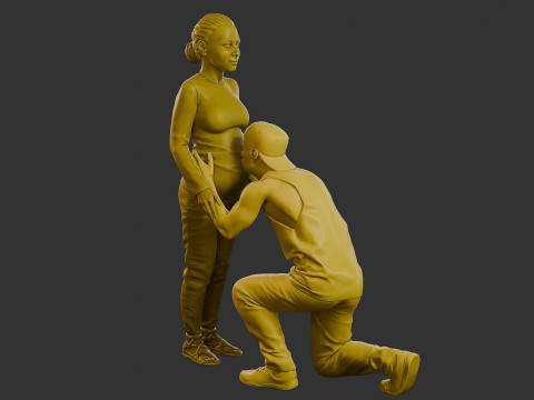 Donna incinta Ragazzo Bacio 3D Print Model
