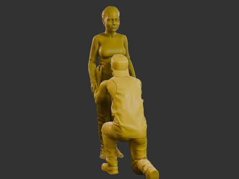 Donna incinta Ragazzo Bacio 3D Print Model