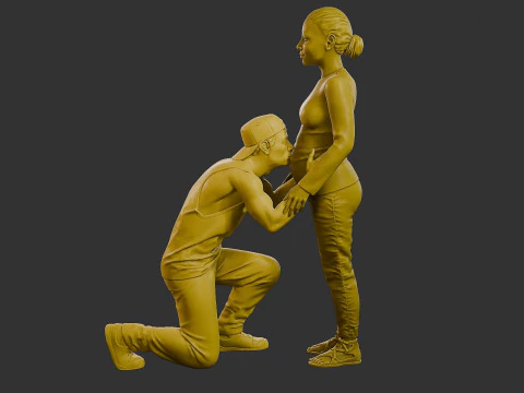 Donna incinta Ragazzo Bacio 3D Print Model